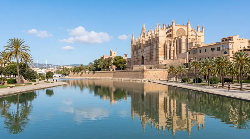 Catedral de la Seu y Parc de la Mar en Palma (imagen ilustrativa) Catedral de la Seu y estanque del Parc de la Mar en Palma, desde donde tramitamos la Ley de Segunda Oportunidad en Baleares (imagen ilustrativa)
